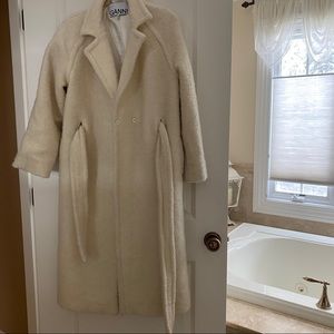 Ganni Belted Double-Breasted Wool-Blend Bouclé